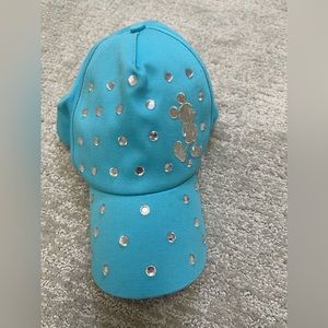 Disney Parks Mickey Mouse Light Blue Rhinestone Adjustable Baseball Hat